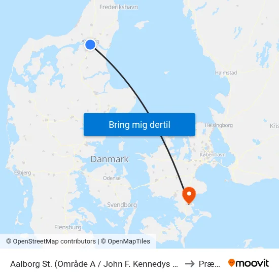 Aalborg St. (Område A / John F. Kennedys Plads) to Præstø map