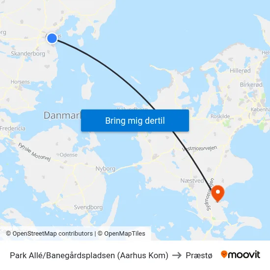 Park Allé/Banegårdspladsen (Aarhus Kom) to Præstø map