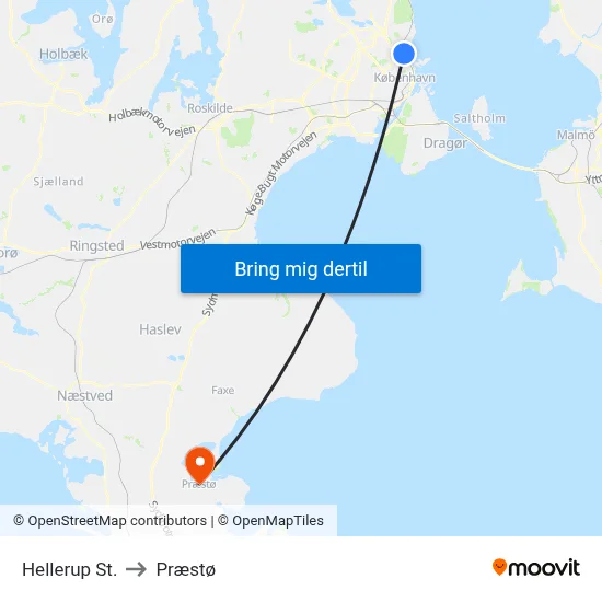 Hellerup St. to Præstø map
