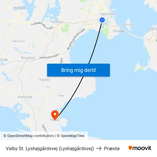 Valby St. Lyshøjgårdsvej (Lyshøjgårdsvej) to Præstø map
