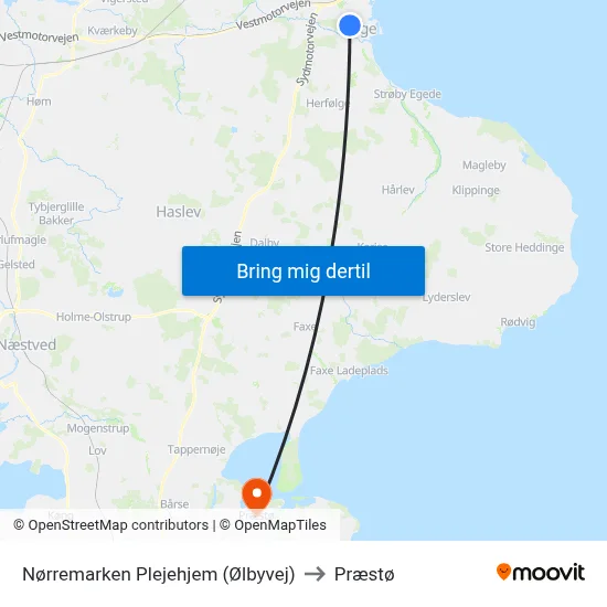 Nørremarken Plejehjem (Ølbyvej) to Præstø map