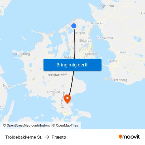 Troldebakkerne St. to Præstø map