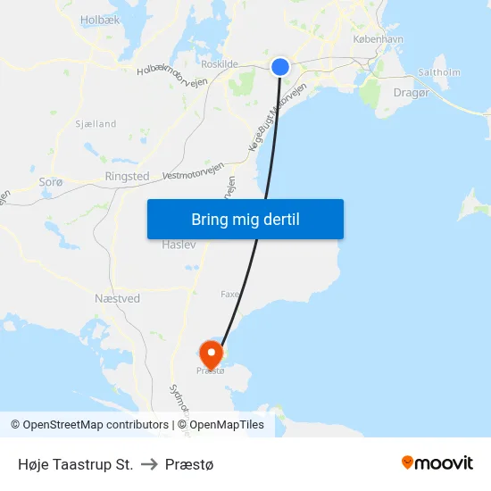 Høje Taastrup St. to Præstø map