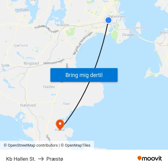 Kb Hallen St. to Præstø map