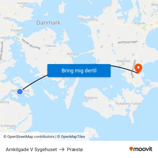Arnkilgade V Sygehuset to Præstø map