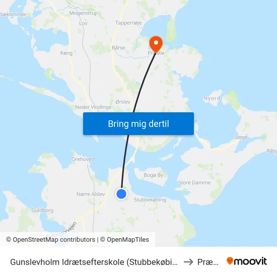 Gunslevholm Idrætsefterskole (Stubbekøbingvej) to Præstø map