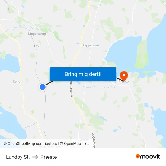 Lundby St. to Præstø map
