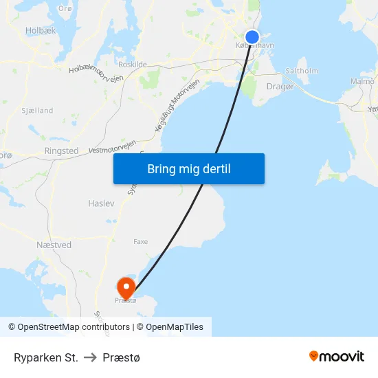 Ryparken St. to Præstø map