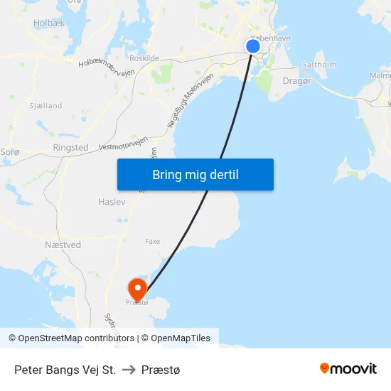 Peter Bangs Vej St. to Præstø map