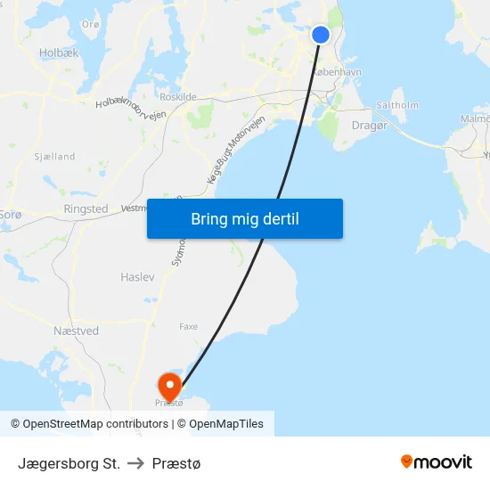 Jægersborg St. to Præstø map
