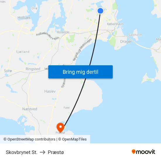 Skovbrynet St. to Præstø map