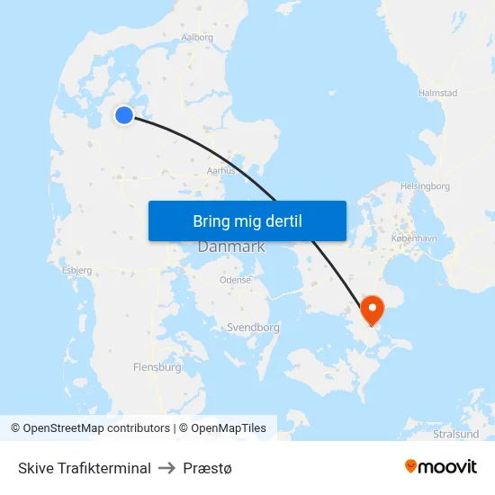 Skive Trafikterminal to Præstø map