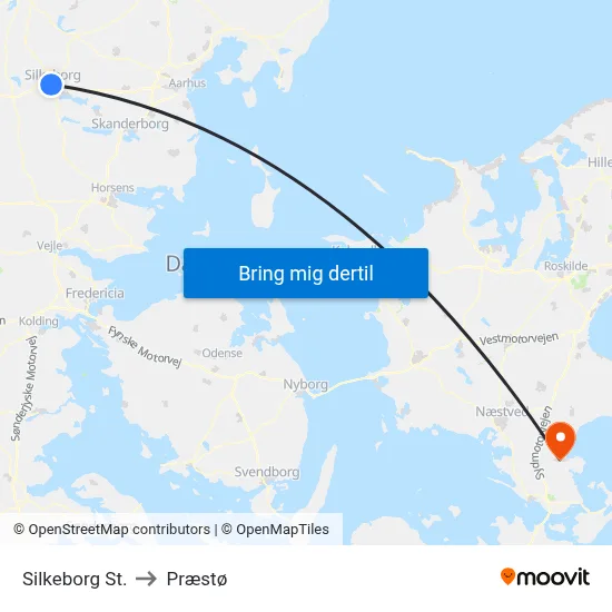 Silkeborg St. to Præstø map