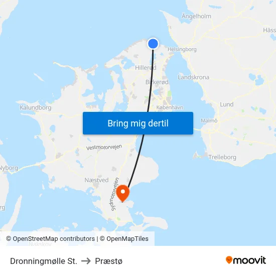 Dronningmølle St. to Præstø map