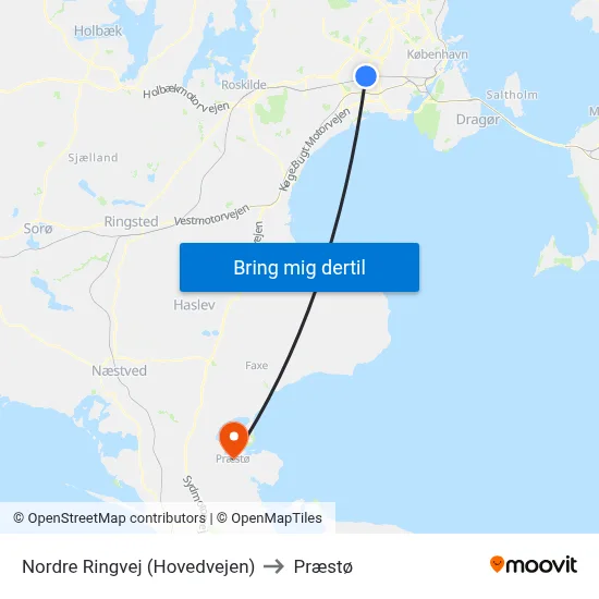 Nordre Ringvej (Hovedvejen) to Præstø map