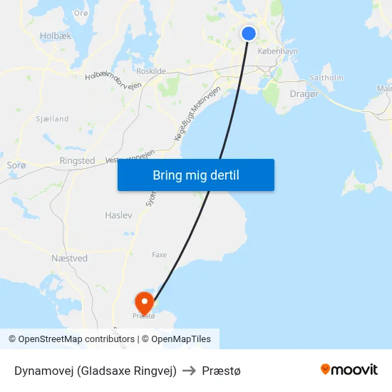 Dynamovej (Gladsaxe Ringvej) to Præstø map