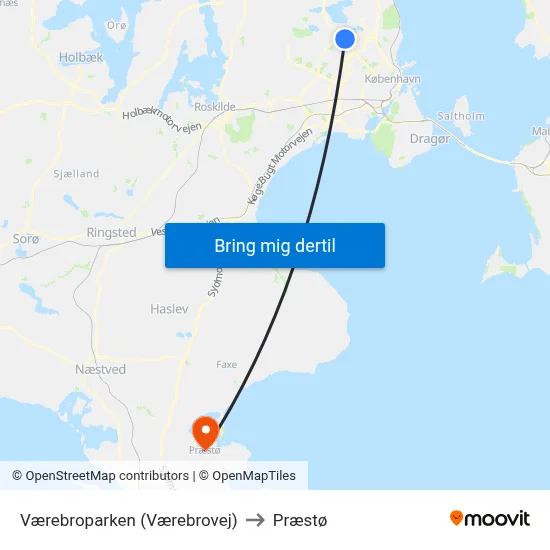 Værebroparken (Værebrovej) to Præstø map