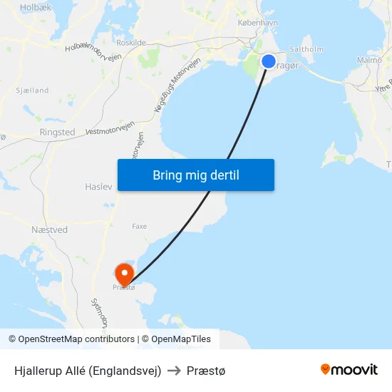 Hjallerup Allé (Englandsvej) to Præstø map