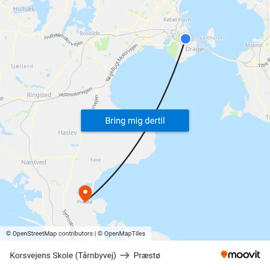Korsvejens Skole (Tårnbyvej) to Præstø map