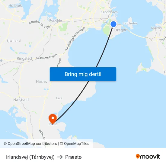 Irlandsvej (Tårnbyvej) to Præstø map