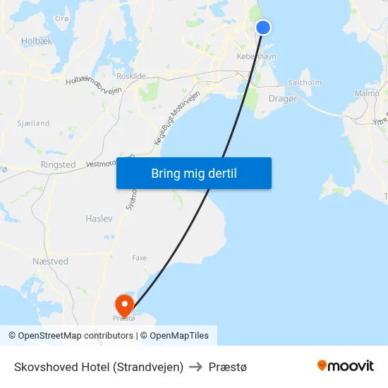 Skovshoved Hotel (Strandvejen) to Præstø map