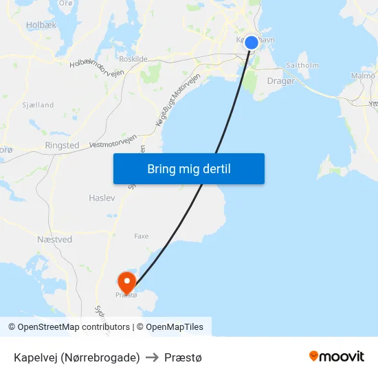 Kapelvej (Nørrebrogade) to Præstø map