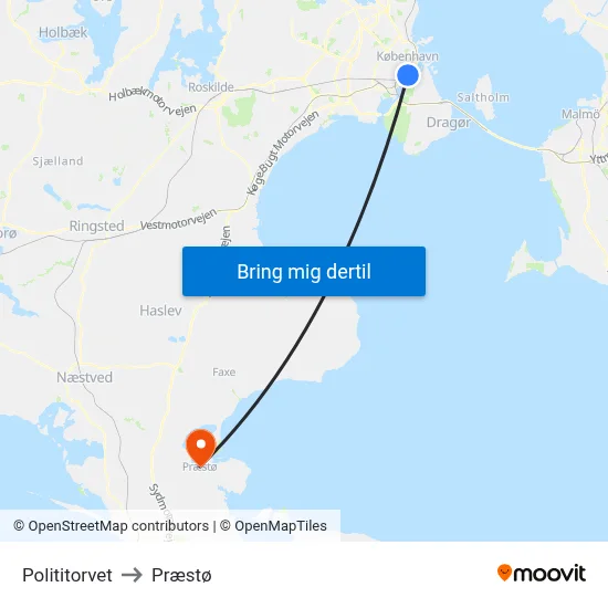 Polititorvet to Præstø map