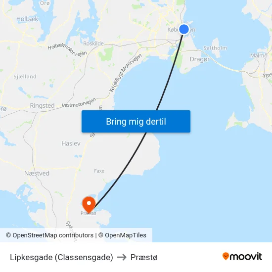Lipkesgade (Classensgade) to Præstø map