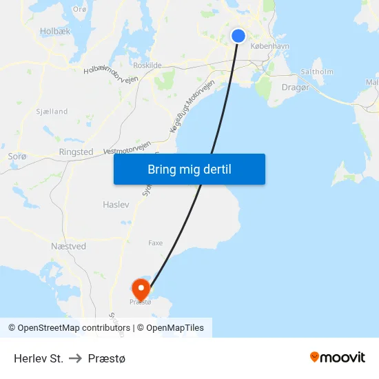 Herlev St. to Præstø map