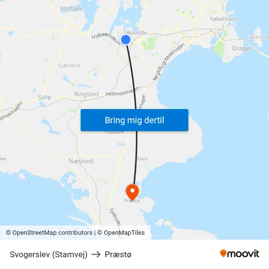 Svogerslev (Stamvej) to Præstø map