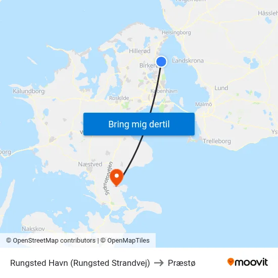 Rungsted Havn (Rungsted Strandvej) to Præstø map