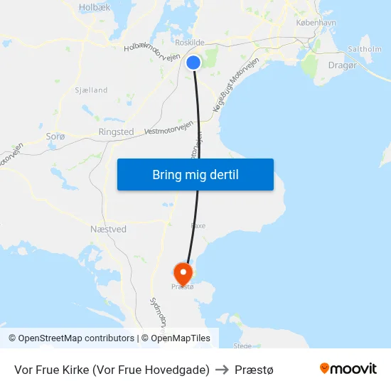Vor Frue Kirke (Vor Frue Hovedgade) to Præstø map