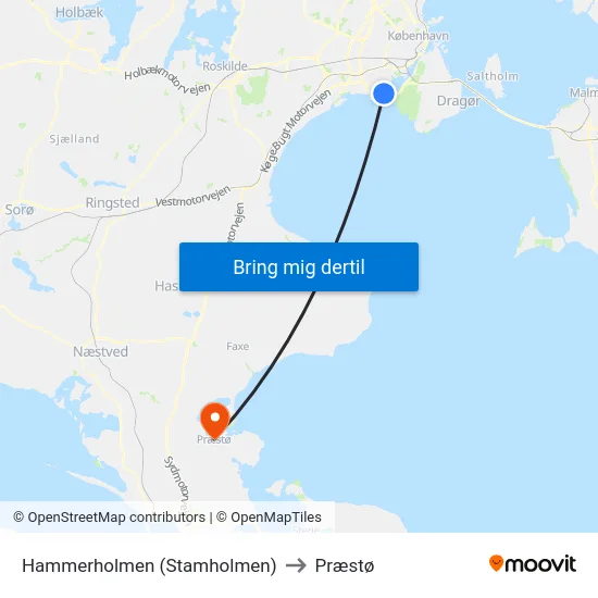 Hammerholmen (Stamholmen) to Præstø map