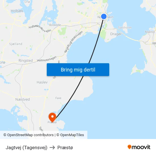 Jagtvej (Tagensvej) to Præstø map