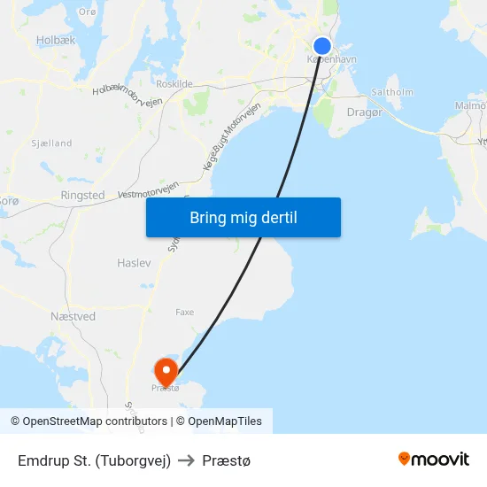 Emdrup St. (Tuborgvej) to Præstø map