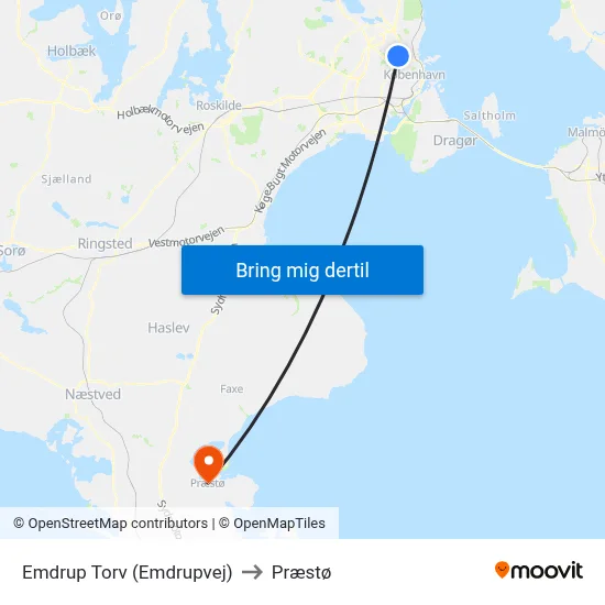 Emdrup Torv (Emdrupvej) to Præstø map