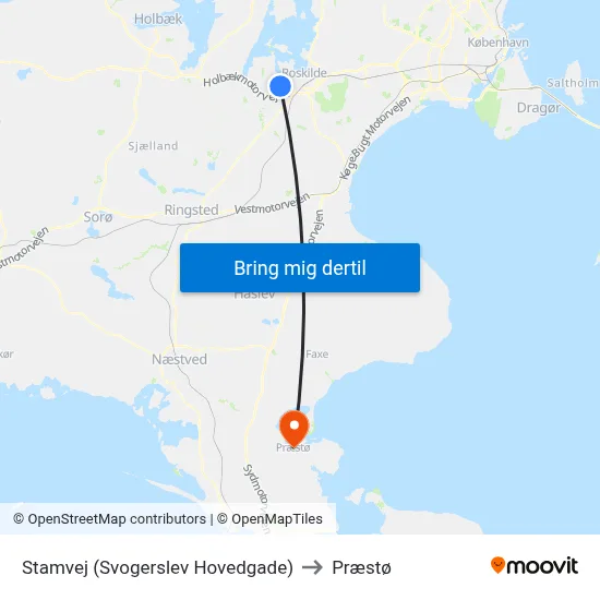 Stamvej (Svogerslev Hovedgade) to Præstø map