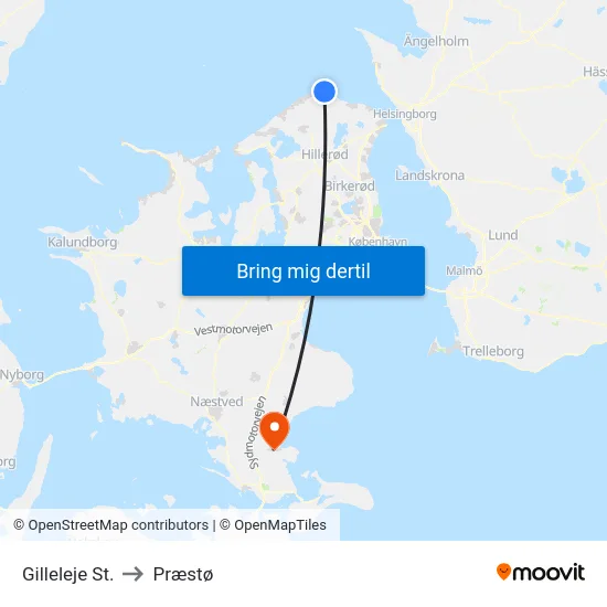 Gilleleje St. to Præstø map