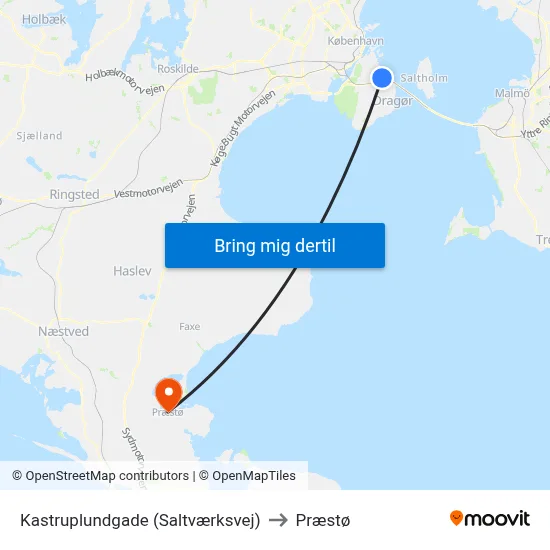 Kastruplundgade (Saltværksvej) to Præstø map