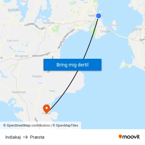 Indiakaj to Præstø map