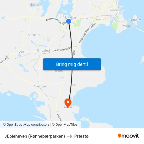Æblehaven (Rønnebærparken) to Præstø map