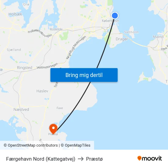 Færgehavn Nord (Kattegatvej) to Præstø map