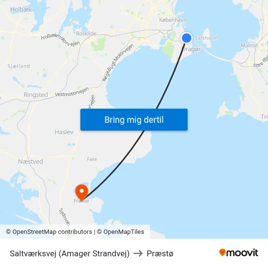 Saltværksvej (Amager Strandvej) to Præstø map