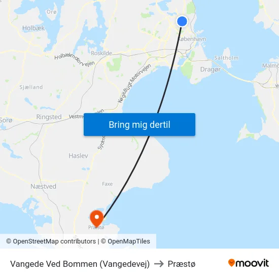 Vangede Ved Bommen (Vangedevej) to Præstø map