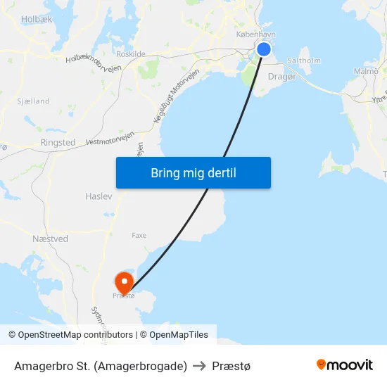 Amagerbro St. (Amagerbrogade) to Præstø map