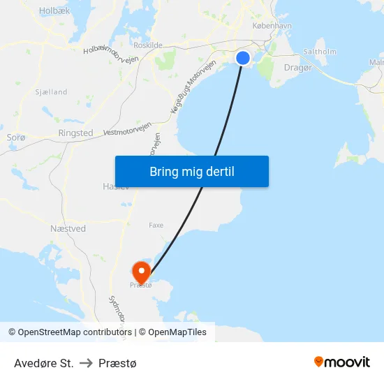 Avedøre St. to Præstø map
