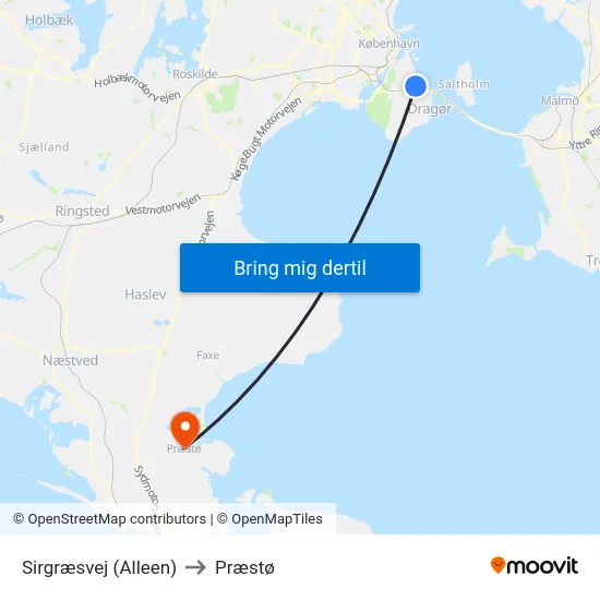 Sirgræsvej (Alleen) to Præstø map