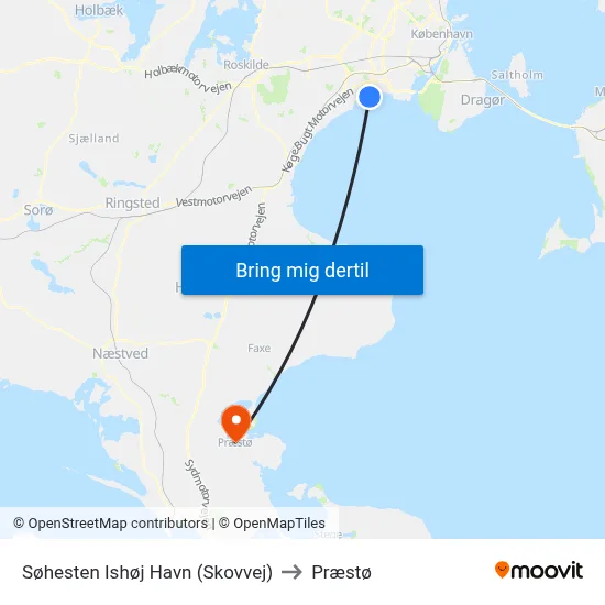 Søhesten Ishøj Havn (Skovvej) to Præstø map