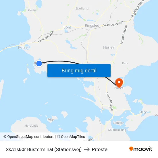 Skælskør Busterminal (Stationsvej) to Præstø map
