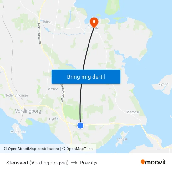 Stensved (Vordingborgvej) to Præstø map